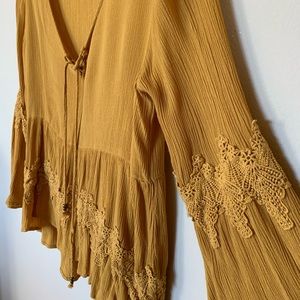 Gorgeous Mustard Peasant Top